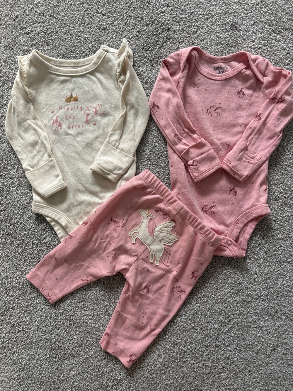 Carter's Unicorn Baby Bodysuit & Pants Set - Pink + Cream